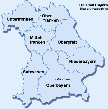 Regierungsbezirke in Bayern